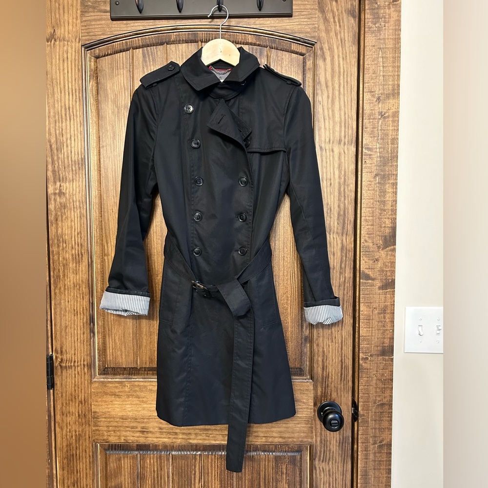 Banana Republic Classic Black Trench Coat, Sz small